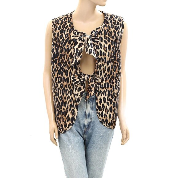 Damson Madder Tilly Leopard Vest Jacket Top Quilted Organic Cotton M-8 277463 - Picture 5 of 8